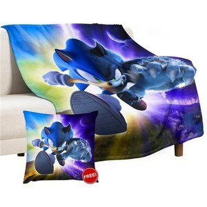 Flannel Blanket with Short Plush Pillowcase, Lightweight Throw Blanket, 40x50‘’